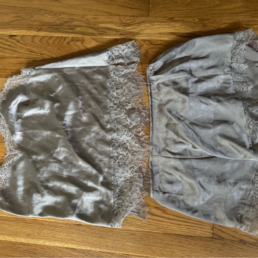 Victoria's Secret Silver Lace Chemise Set